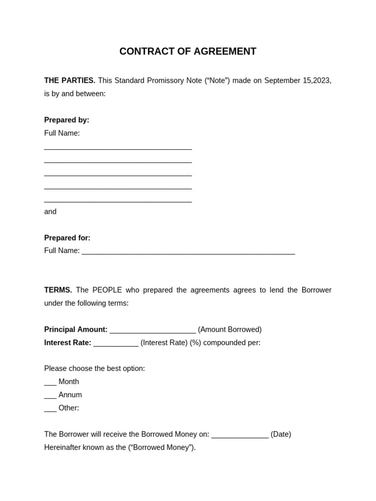 Standard Promissory Note Template | PDF | Interest | Debt