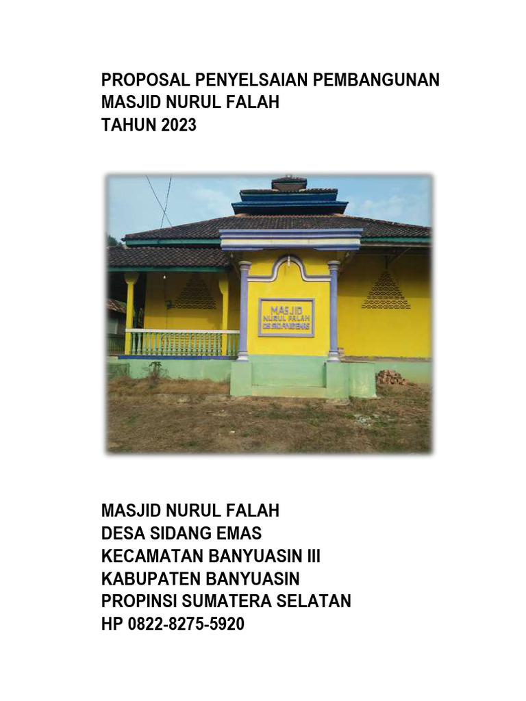 Proposal Pembangunan Masjid 2023 | PDF