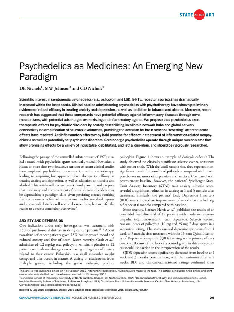 Psychedelics As Medicines An Emerging Ne | PDF | Psychedelic Drugs ...