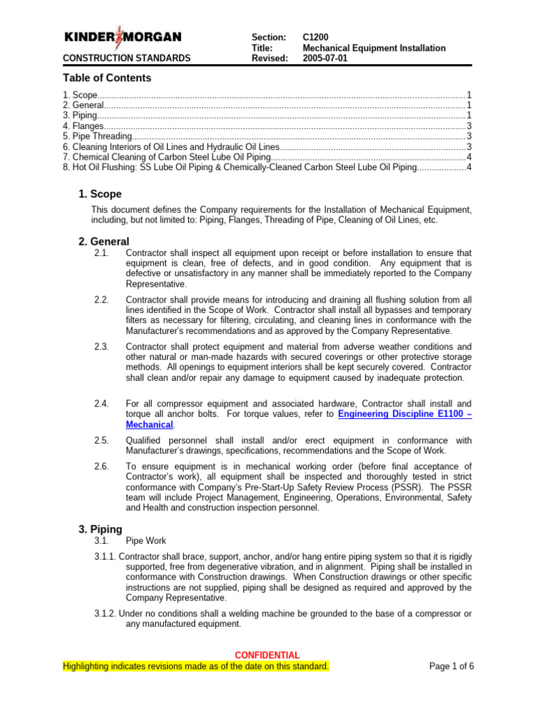 Mechanical Equipment Installation Standards | PDF | Pipe (Fluid ...