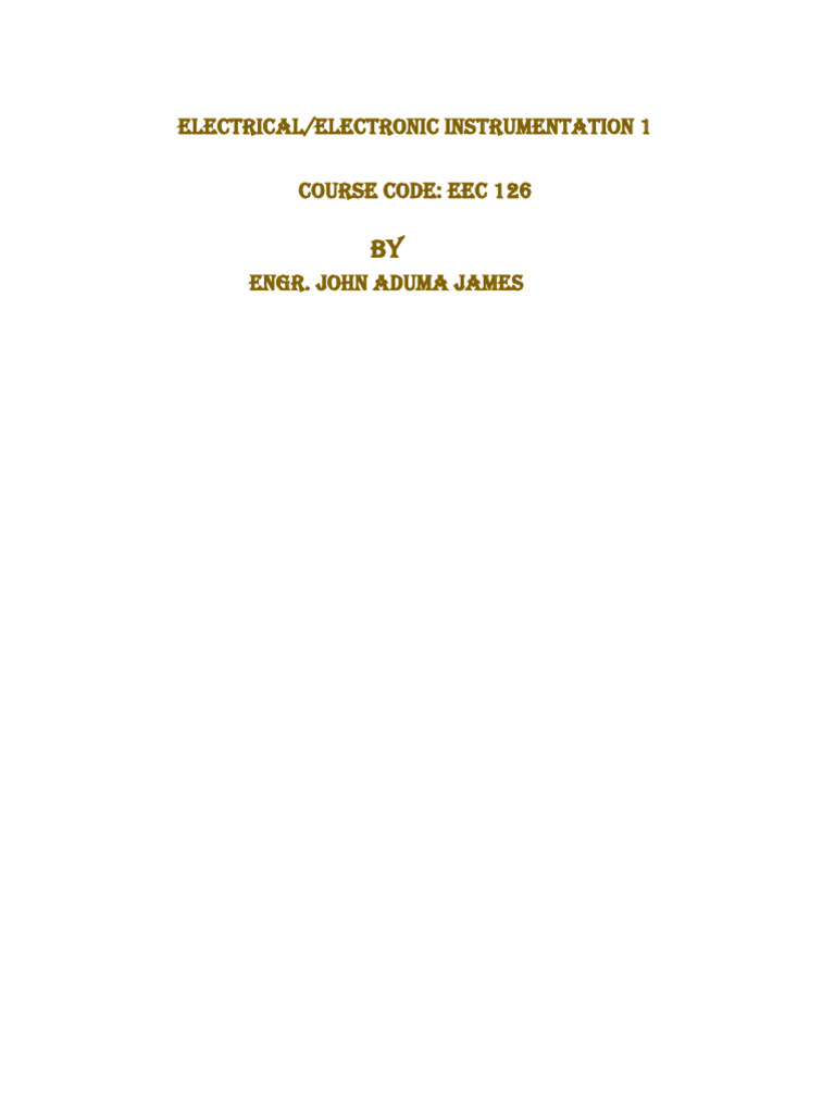 Electrical and Electronic Instrumentation Guide | PDF | Instrumentation ...