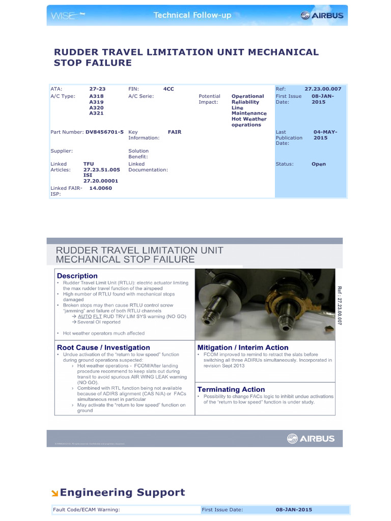 RTLU Mechanical Stop Failure Analysis | PDF | Jet Aircraft | Airliner