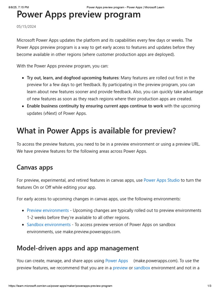 Power Apps Preview Program Overview | PDF | Mobile App | Microsoft