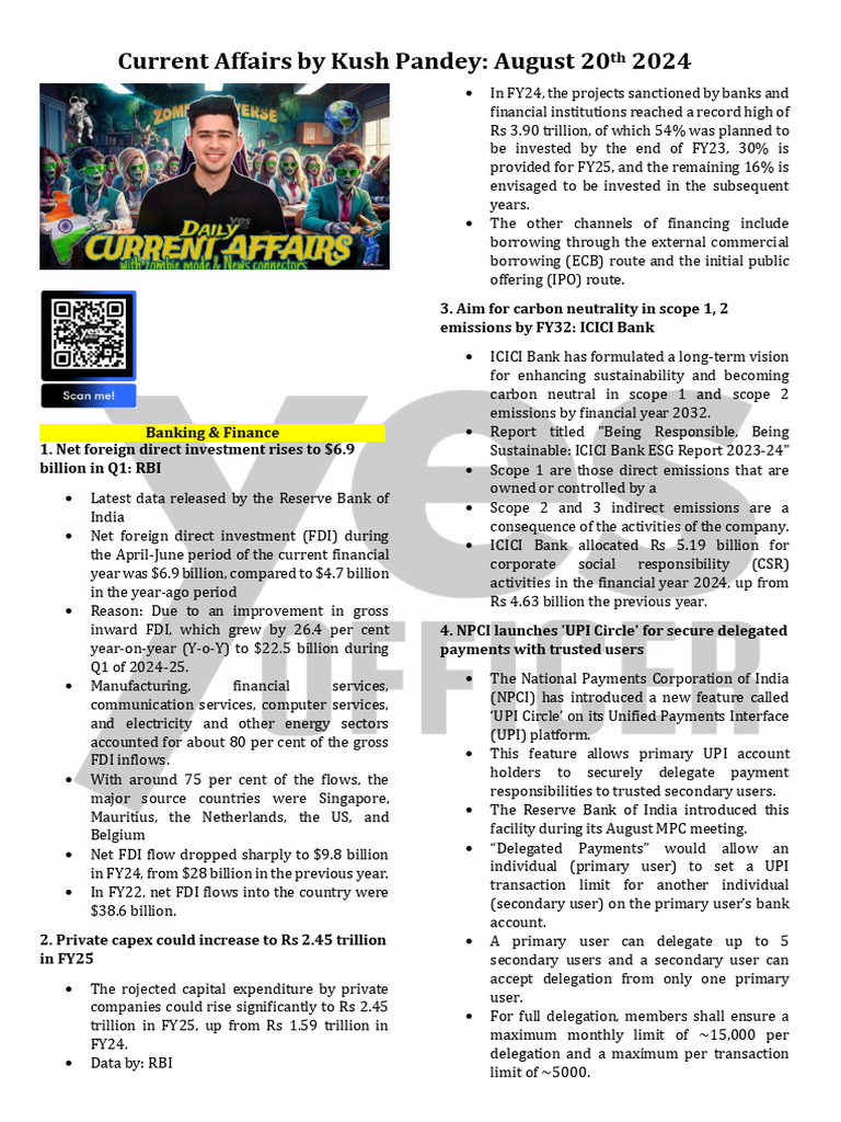 August 2024 Banking & Finance Updates | PDF | Economy Of India