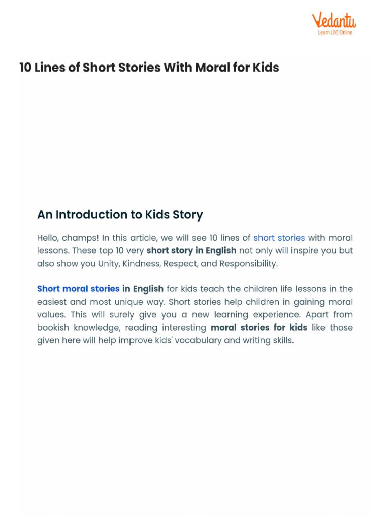 10 Lines of Short Stories With Moral For Kids | PDF