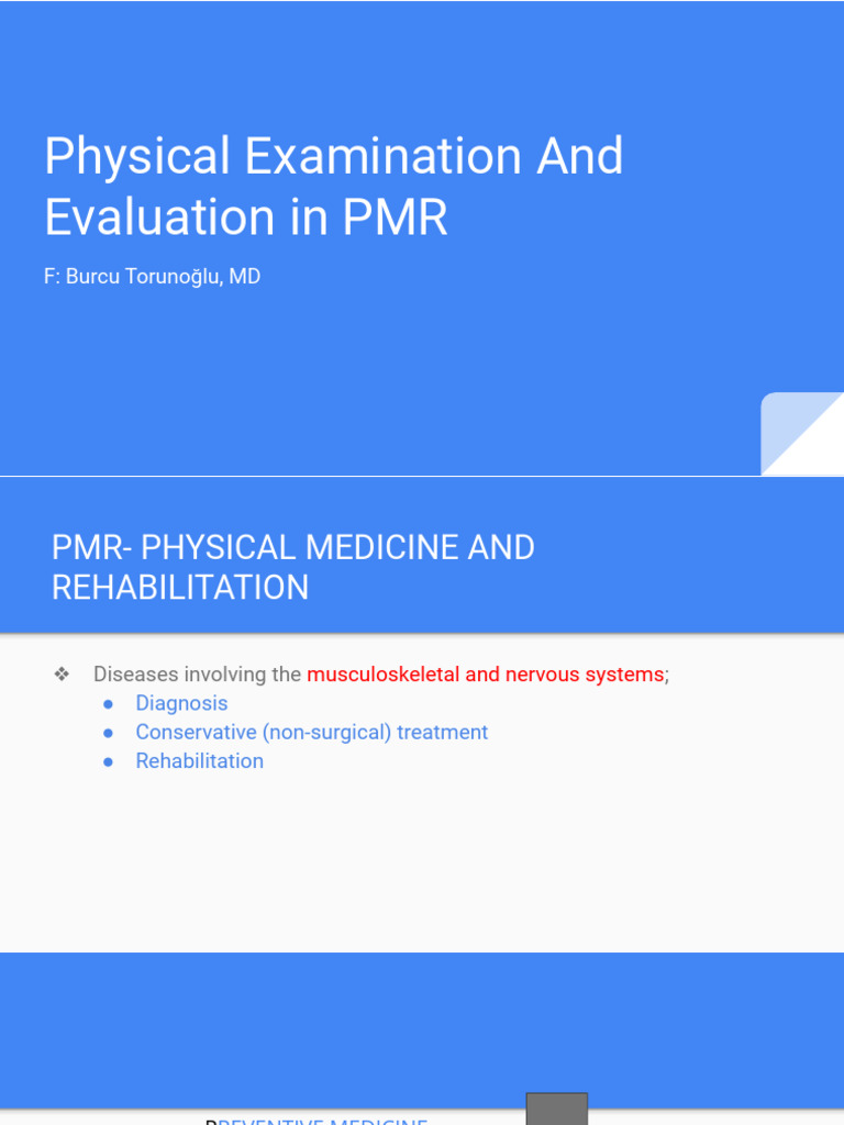 PMR Physical Examination Guidelines | PDF | Physical Therapy | Medical ...