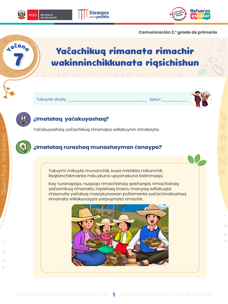 Ficha 7 - Comu 2do Grado Inkawasi | PDF