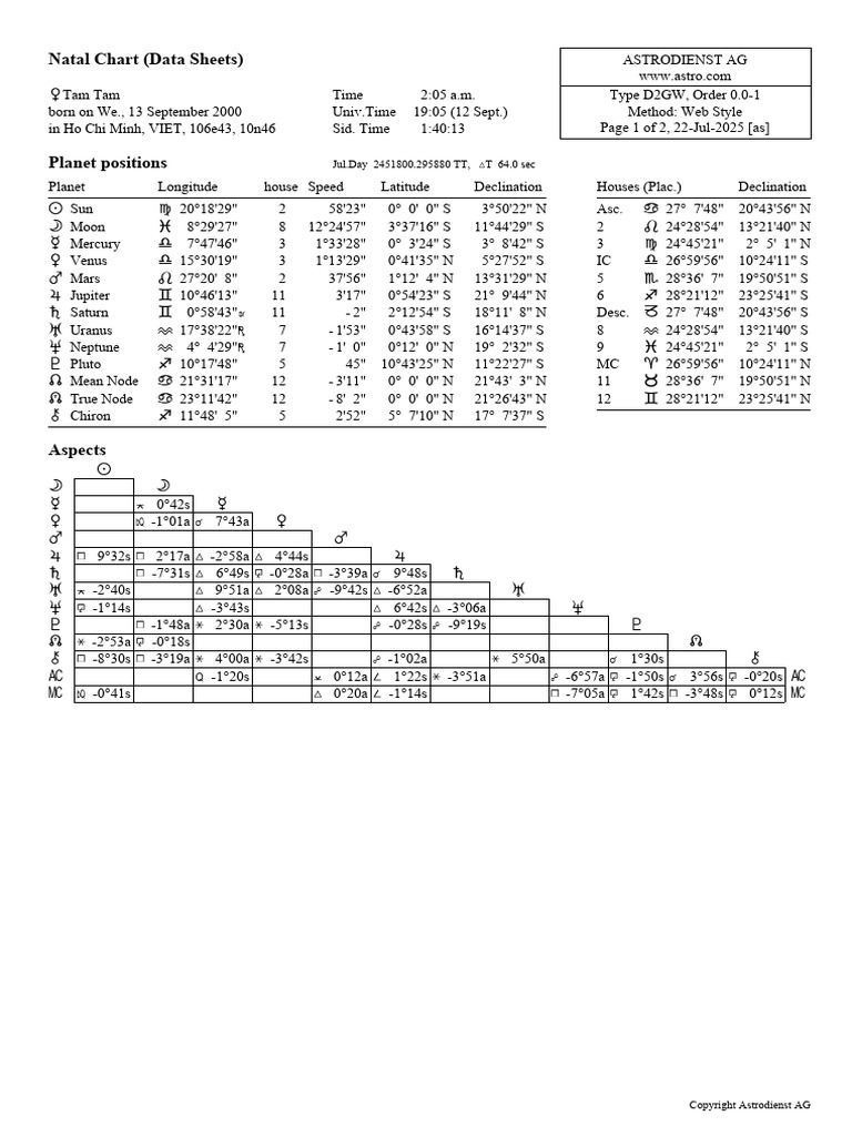 Natal Chart Analysis for DTam Tam | PDF | Planets Of The Solar System ...
