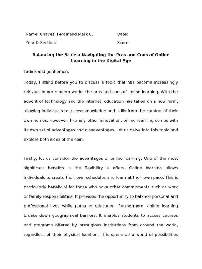 Pros and Cons of Online Learning | PDF | Educational Technology | Learning