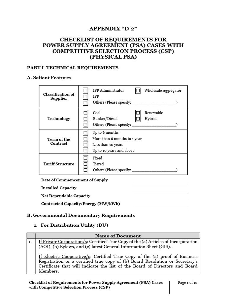CSP - Appendix D2 - Prefiling Requirements W CSP (Physical) - LS-ROS 10 ...