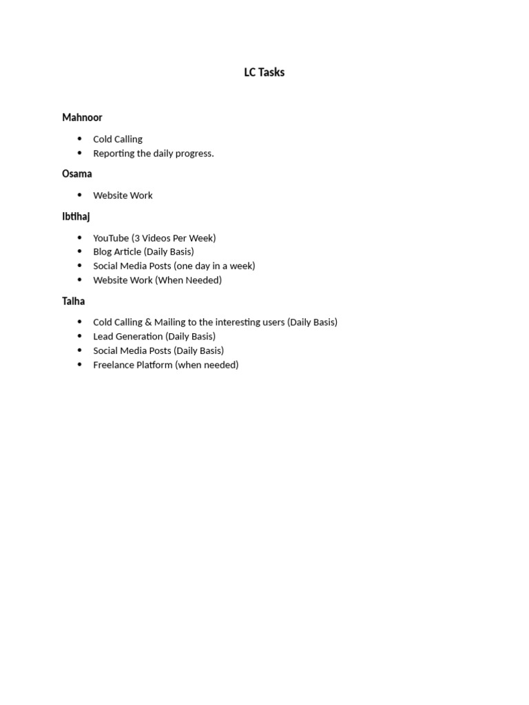 LC Tasks | PDF