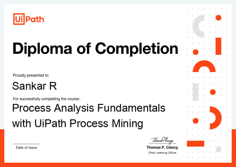 UiPath Process Mining Course Completion | PDF