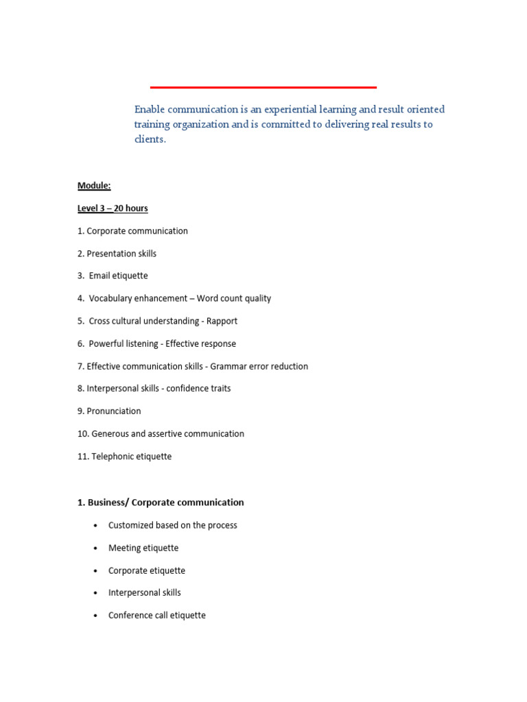 Level 3 Corporate Communication Training | PDF | Communication | Vocabulary