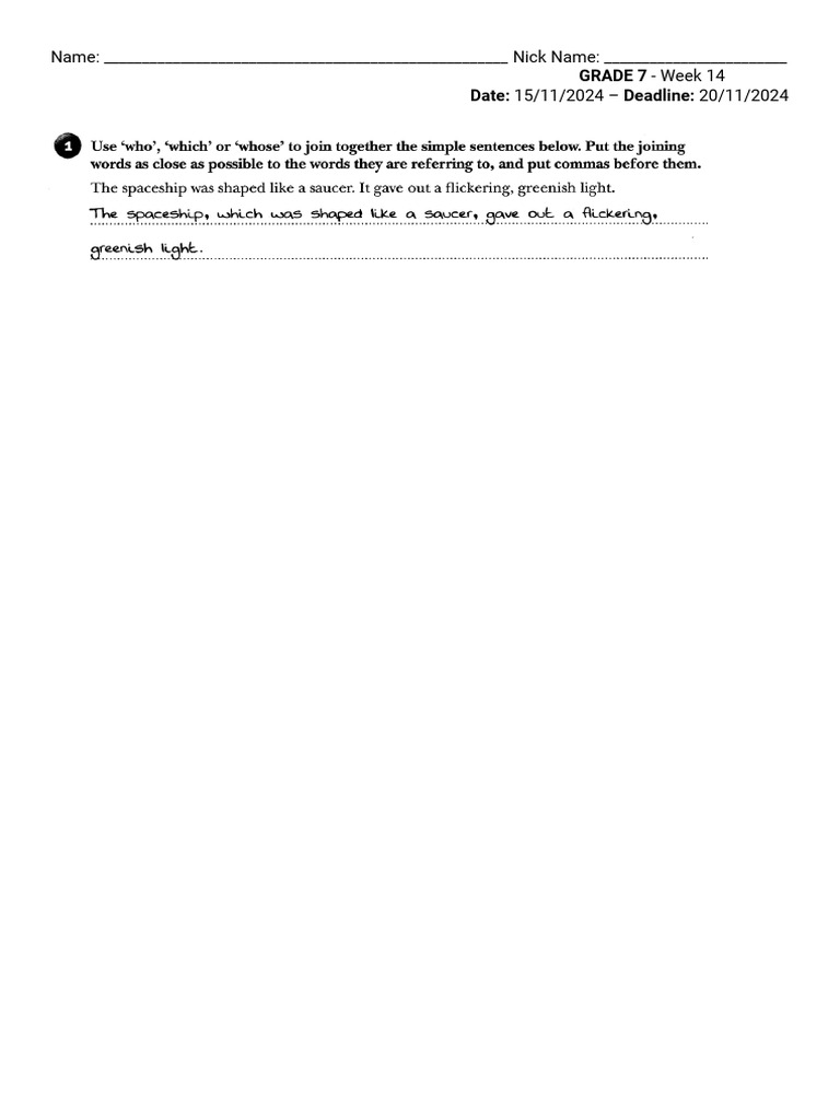 Grade 7 English Revision Worksheet | PDF
