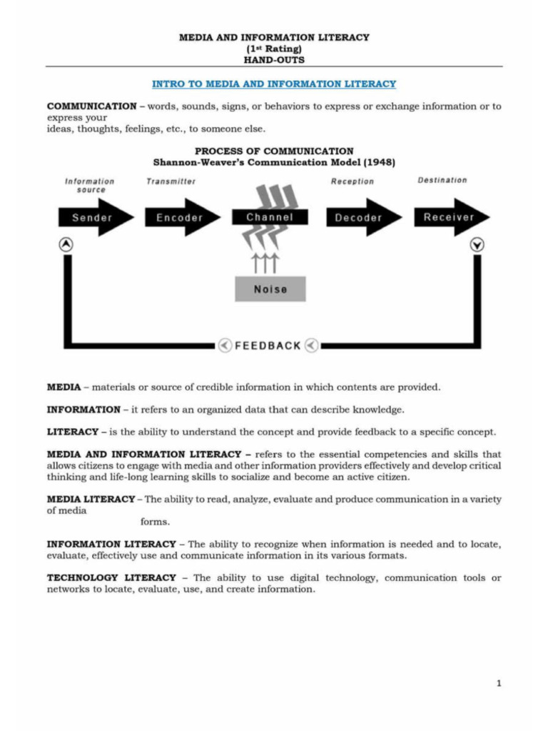 Media and Information Literacy Quarter 1 Lesson 1 | PDF