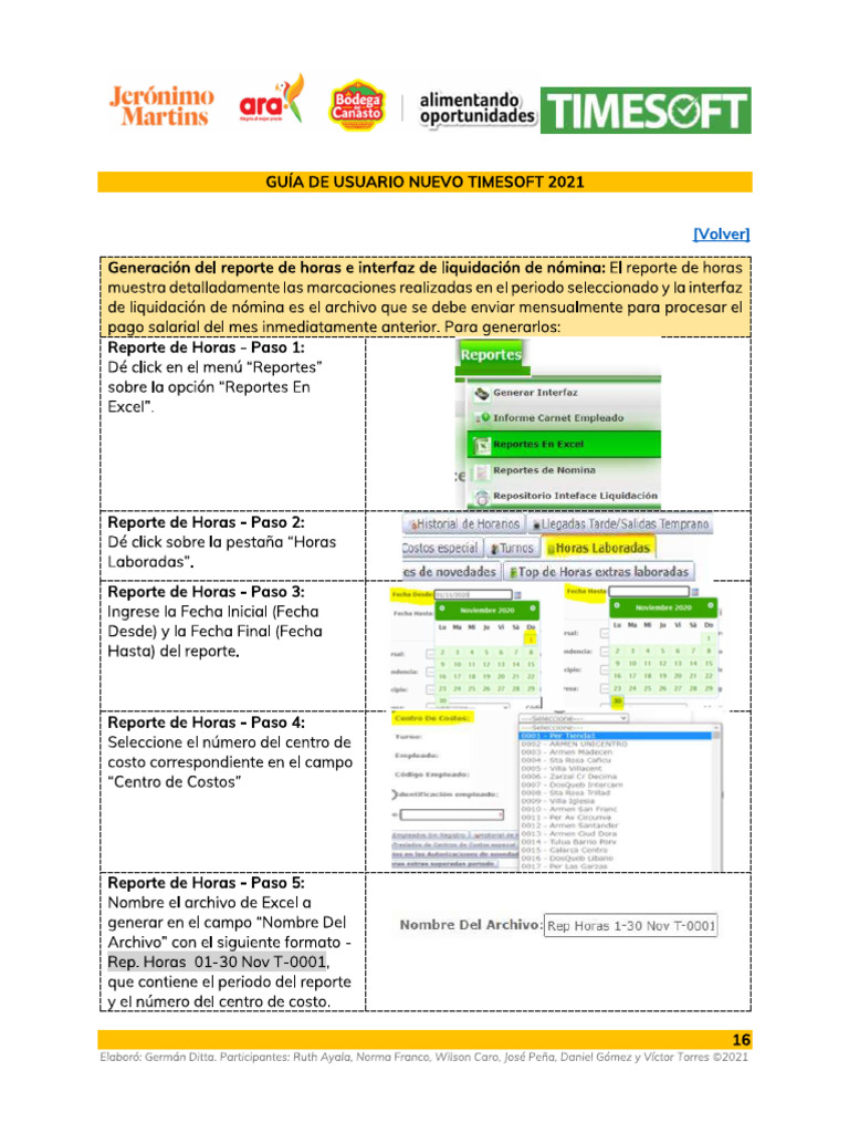 Guia de Usuario Nuevo Timesoft Pag 16-17 | PDF