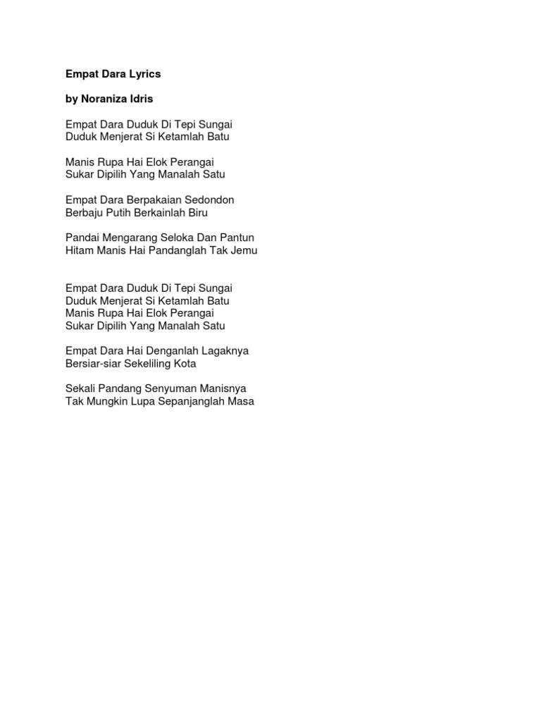 Empat Dara Lyrics Pdf