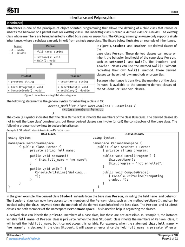 C# Inheritance and Polymorphism Guide | PDF | Inheritance (Object ...