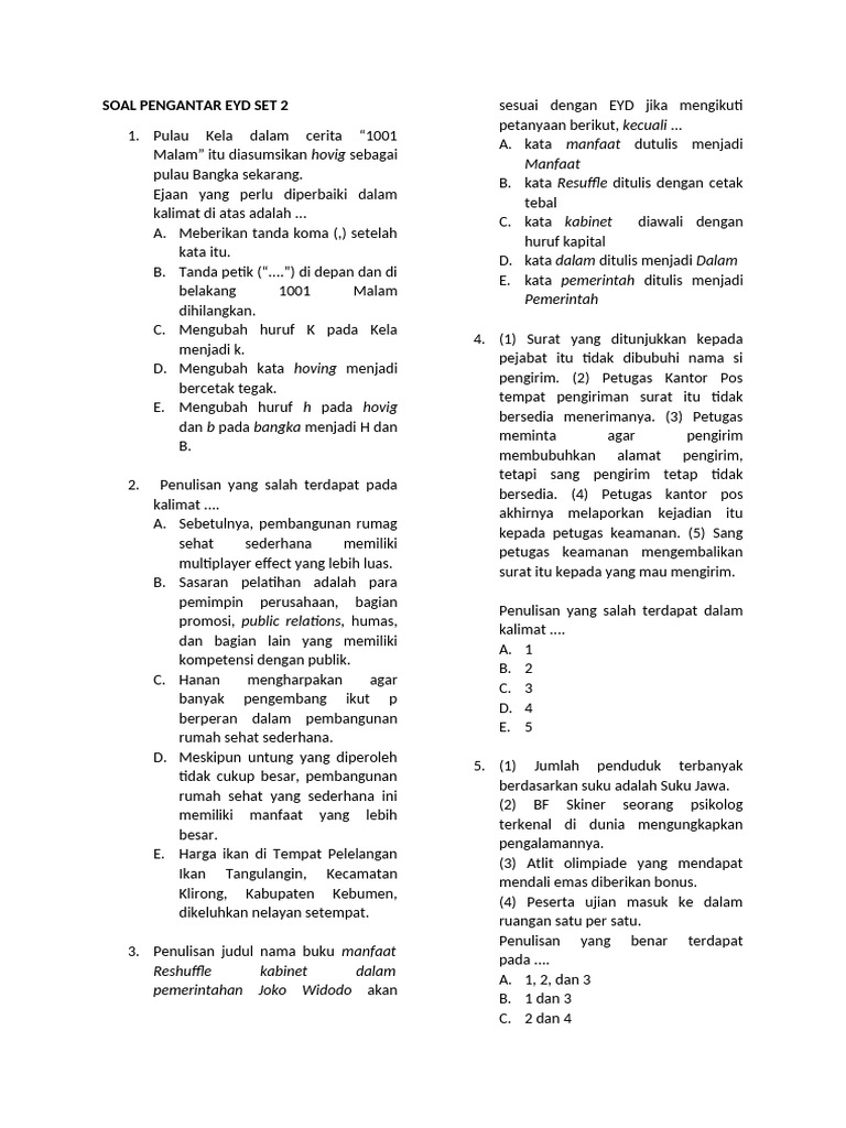 Soal EYD Set 2 dan Penulisan yang Tepat | PDF