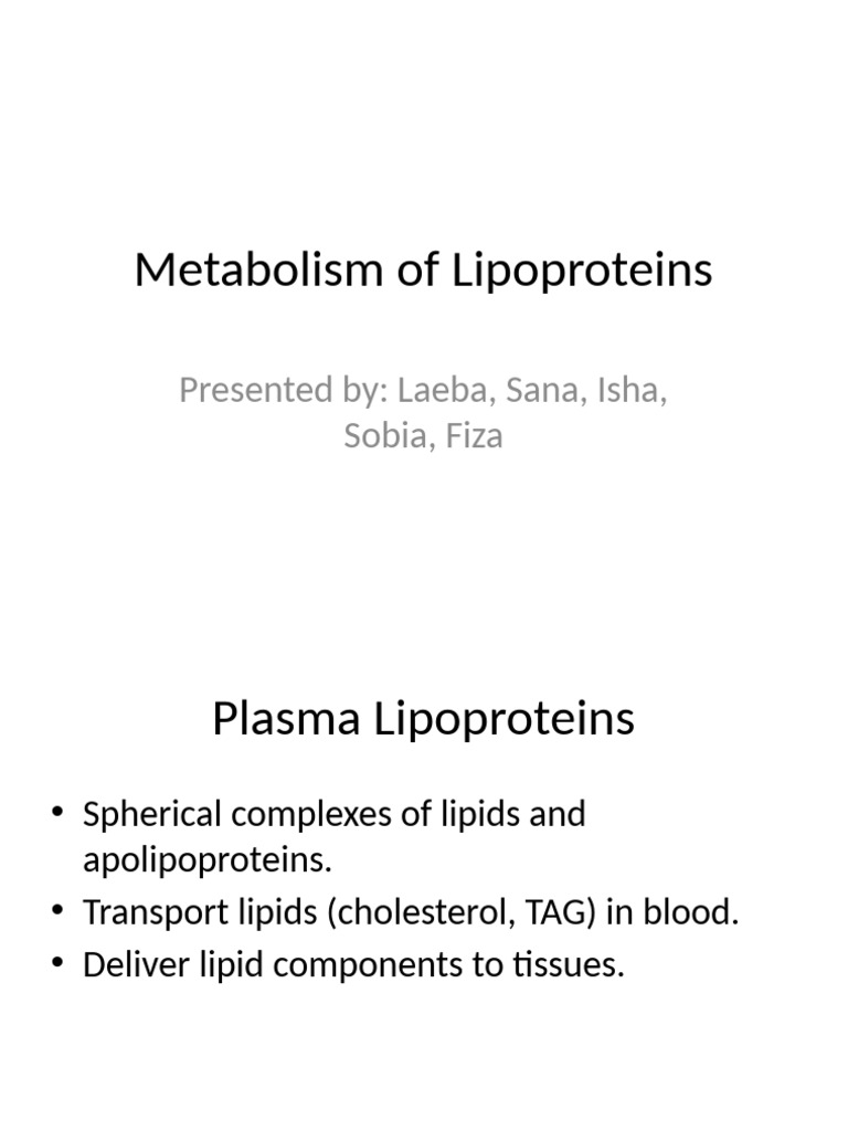 Improved Lipoprotein Metabolism | PDF