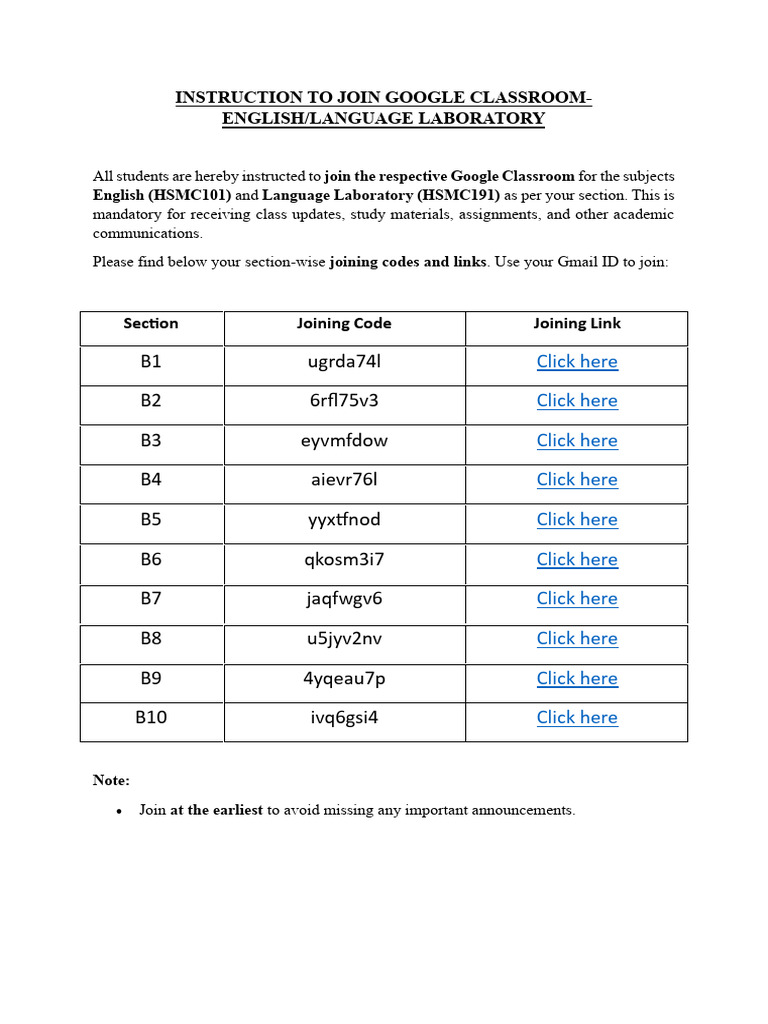 Instruction To Join Google Classroom | PDF