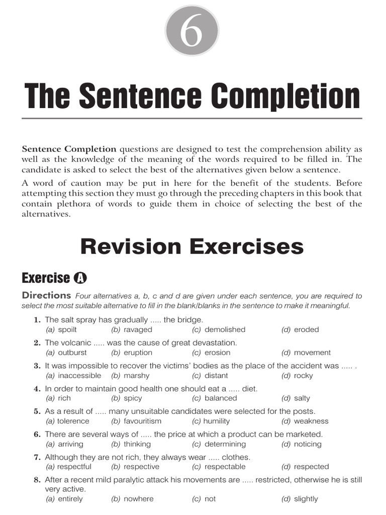 Sentence Completion | PDF