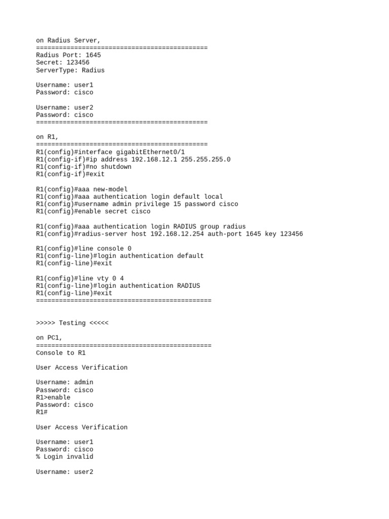 Cisco AAA RADIUS Configuration Guide | PDF
