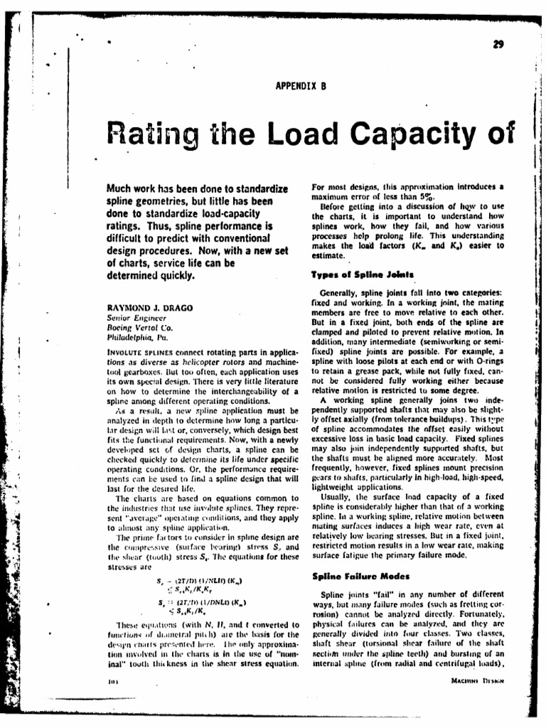 Load Capacity Ratings for Spline Joints | PDF | Wear | Gear