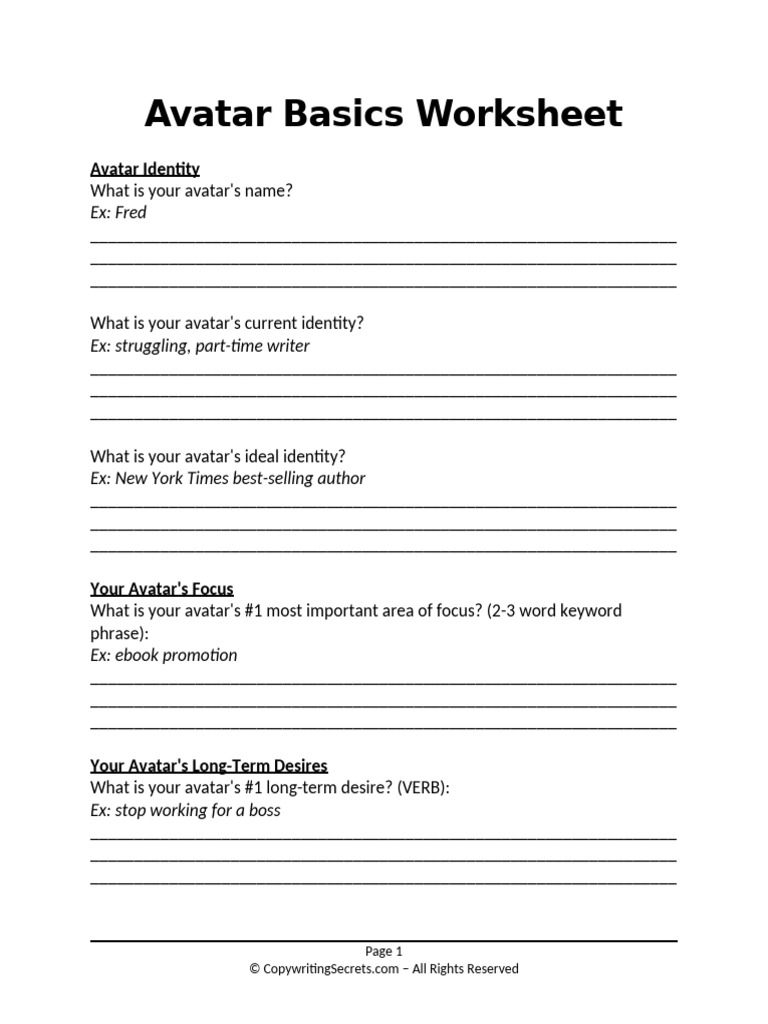 Ideal Customer Avatar Worksheet | PDF | Syntax | Grammar