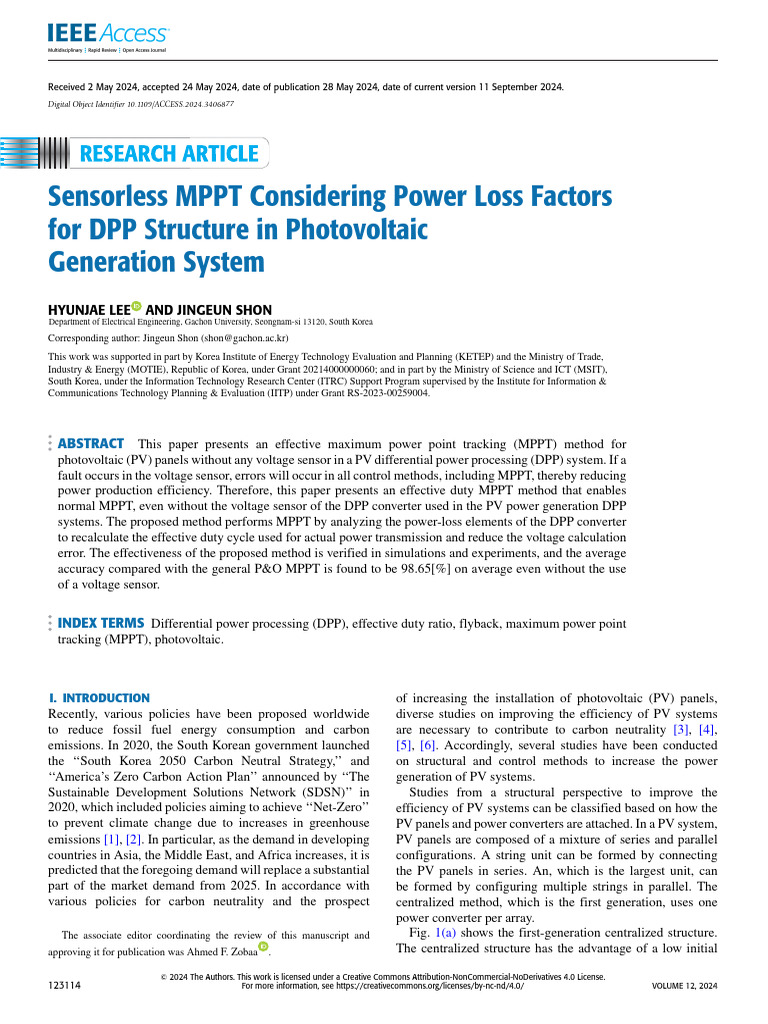 Sensorless MPPT for DPP in PV Systems | PDF | Photovoltaics | Electricity