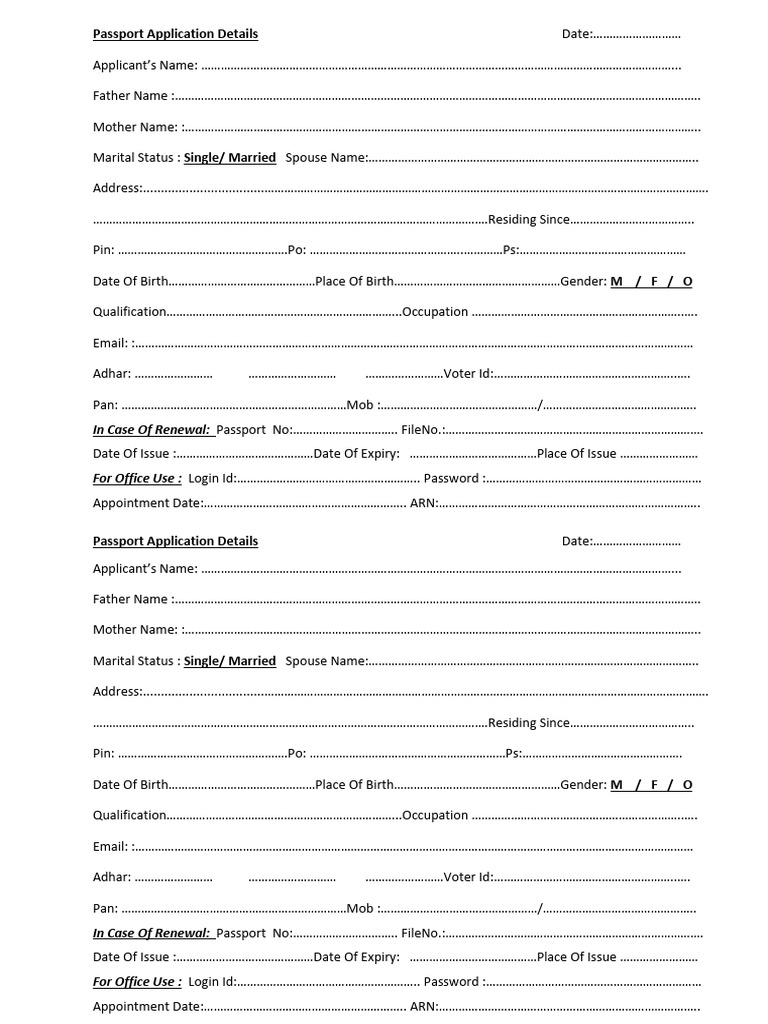 Passport Application Form Template | PDF | Authentication | Access Control