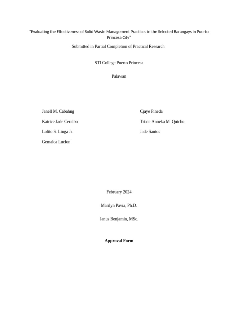 GROUP - 2 - PR 1 - Evaluating The Effectiveness of Solid Waste ...