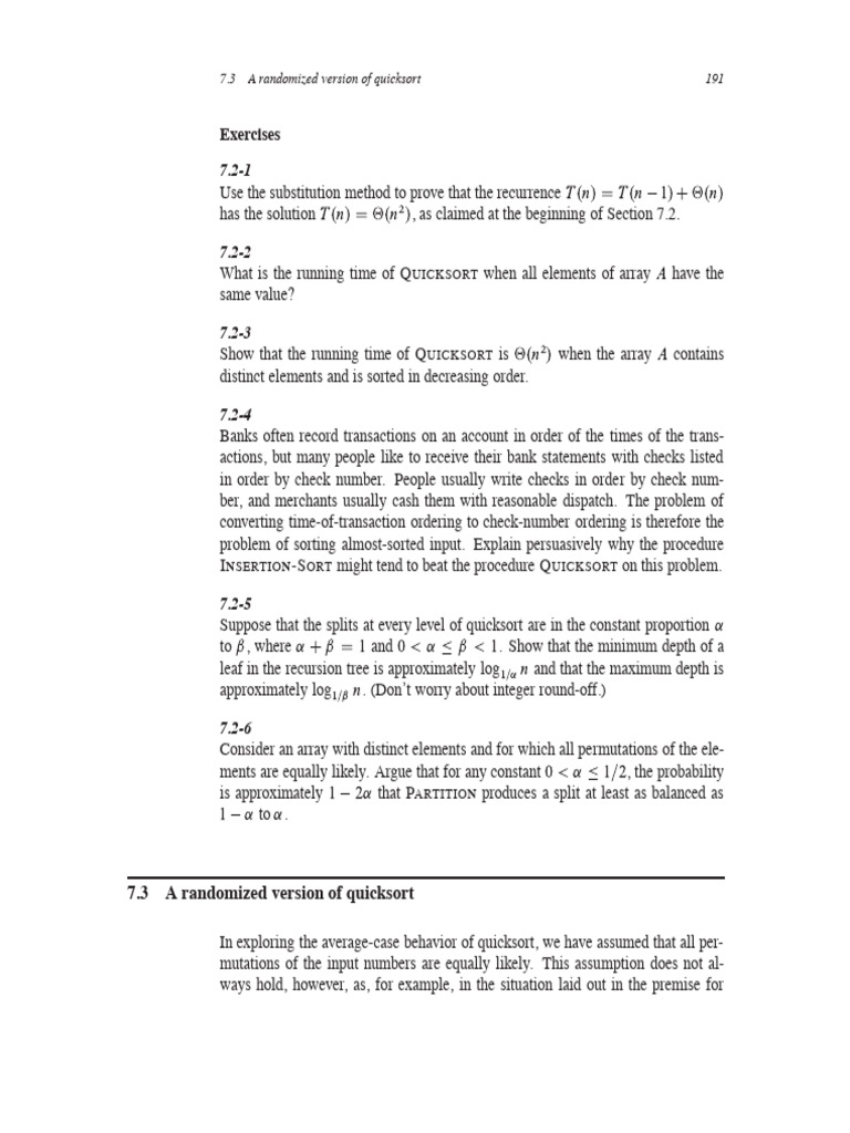 Randomized Quicksort Algorithm Analysis | PDF | Computer Programming ...