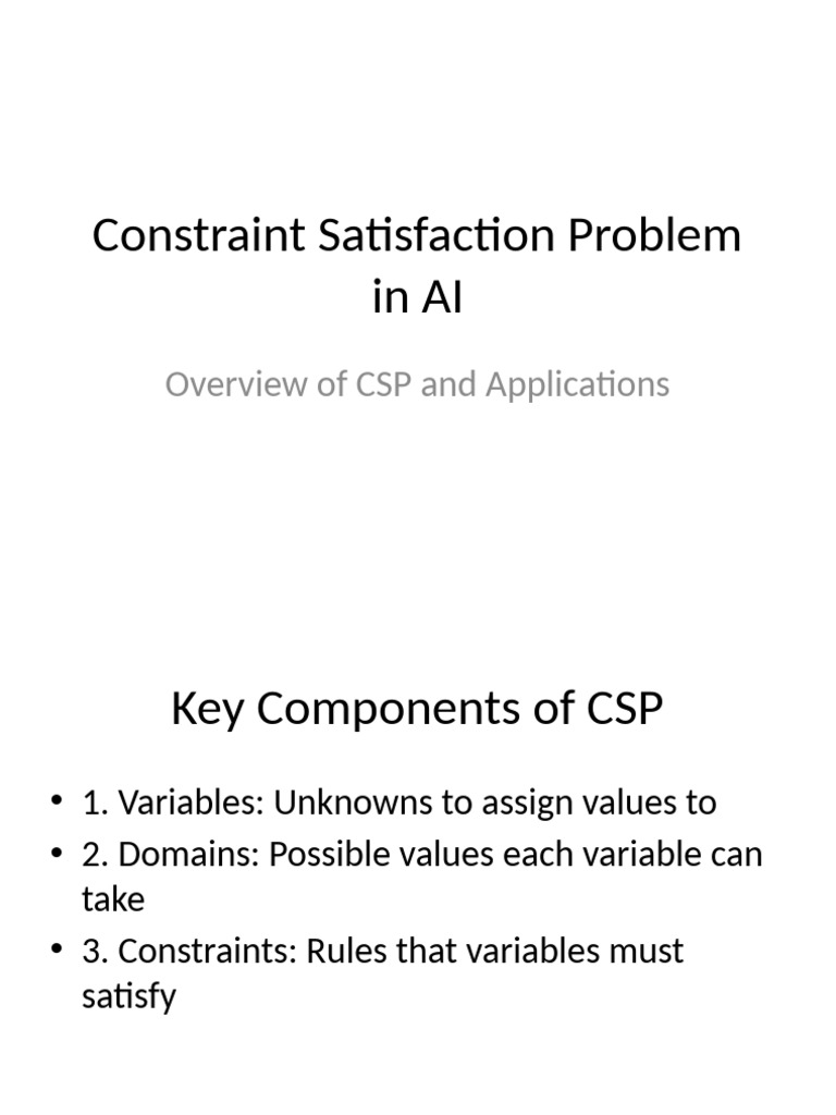 Overview of Constraint Satisfaction Problems | PDF