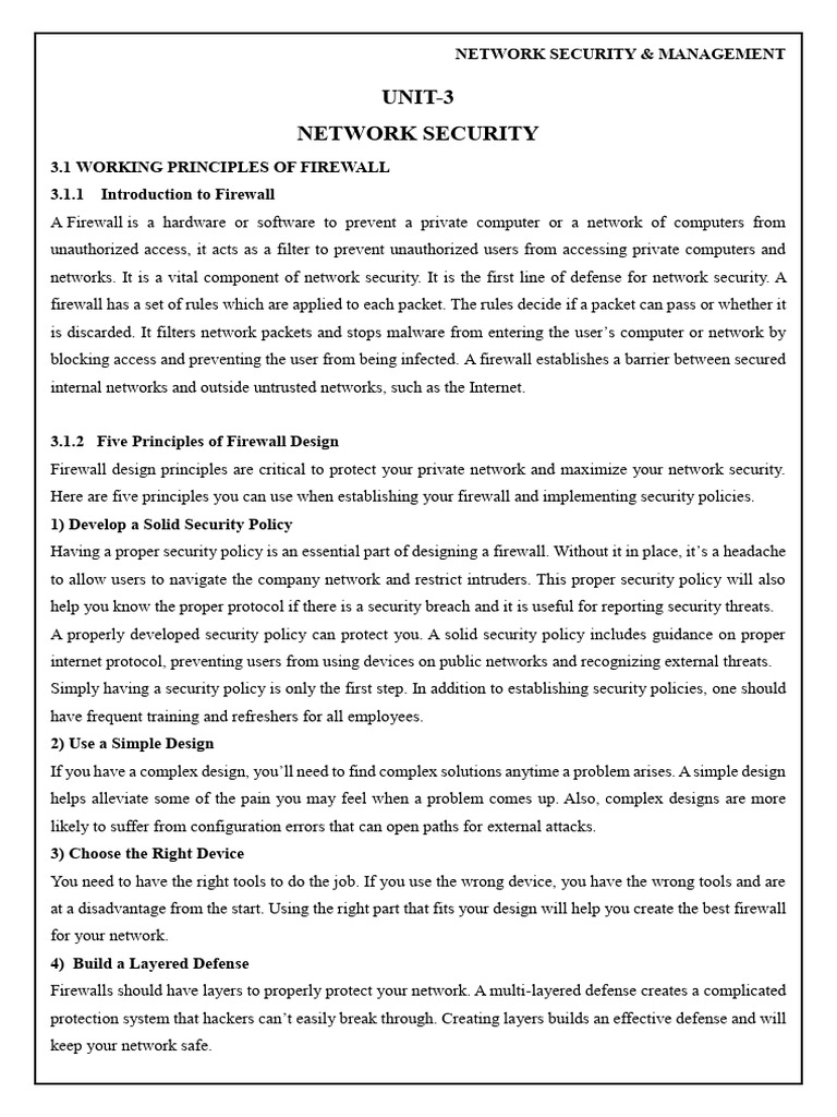 Firewall Principles for Network Security | PDF | Firewall (Computing ...