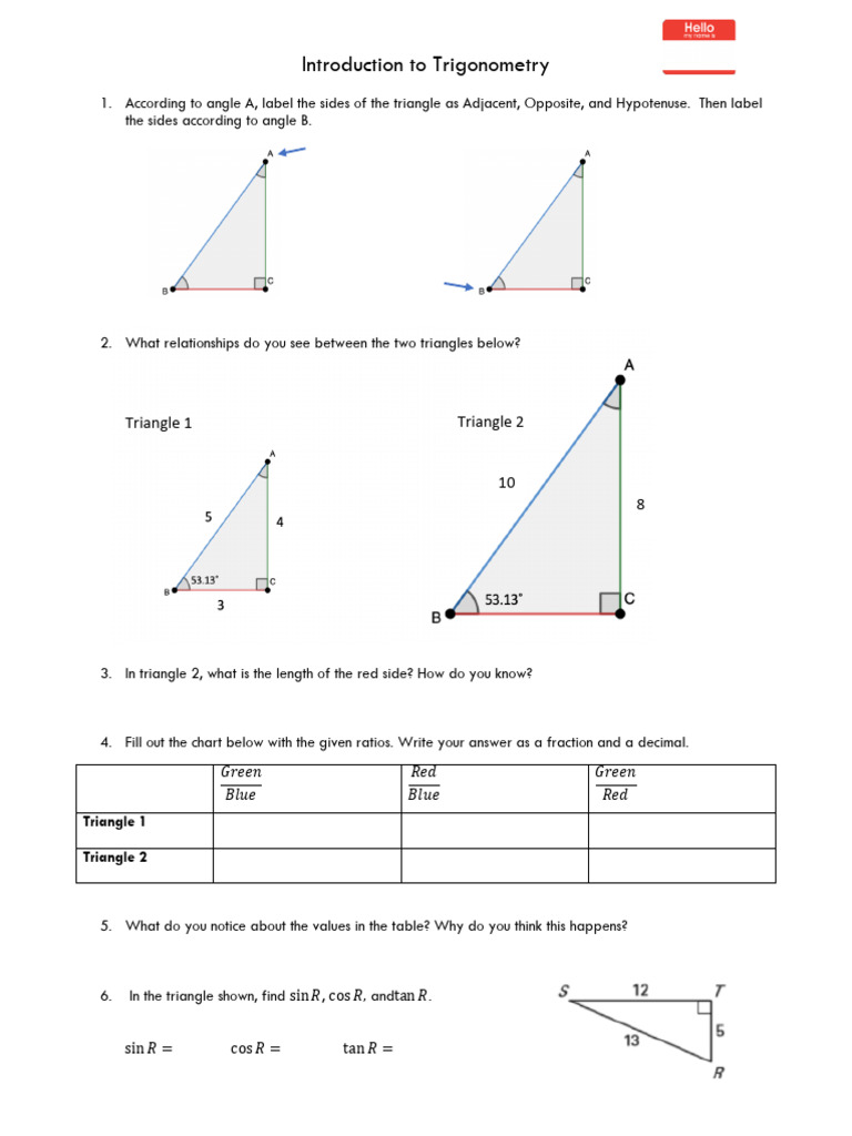 Trigonometric Ratios in Right Triangles | PDF