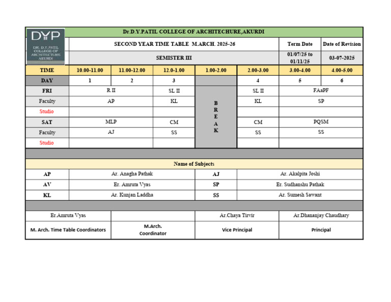 Sem III Friday Saturday 1 | PDF