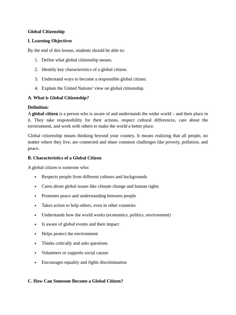 Understanding Global Citizenship Concepts | PDF | Social Psychology