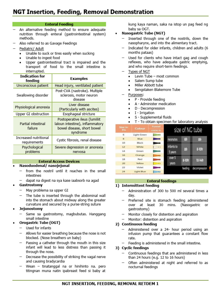 NGT Insertion and Feeding Guidelines | PDF | Gastroenterology ...