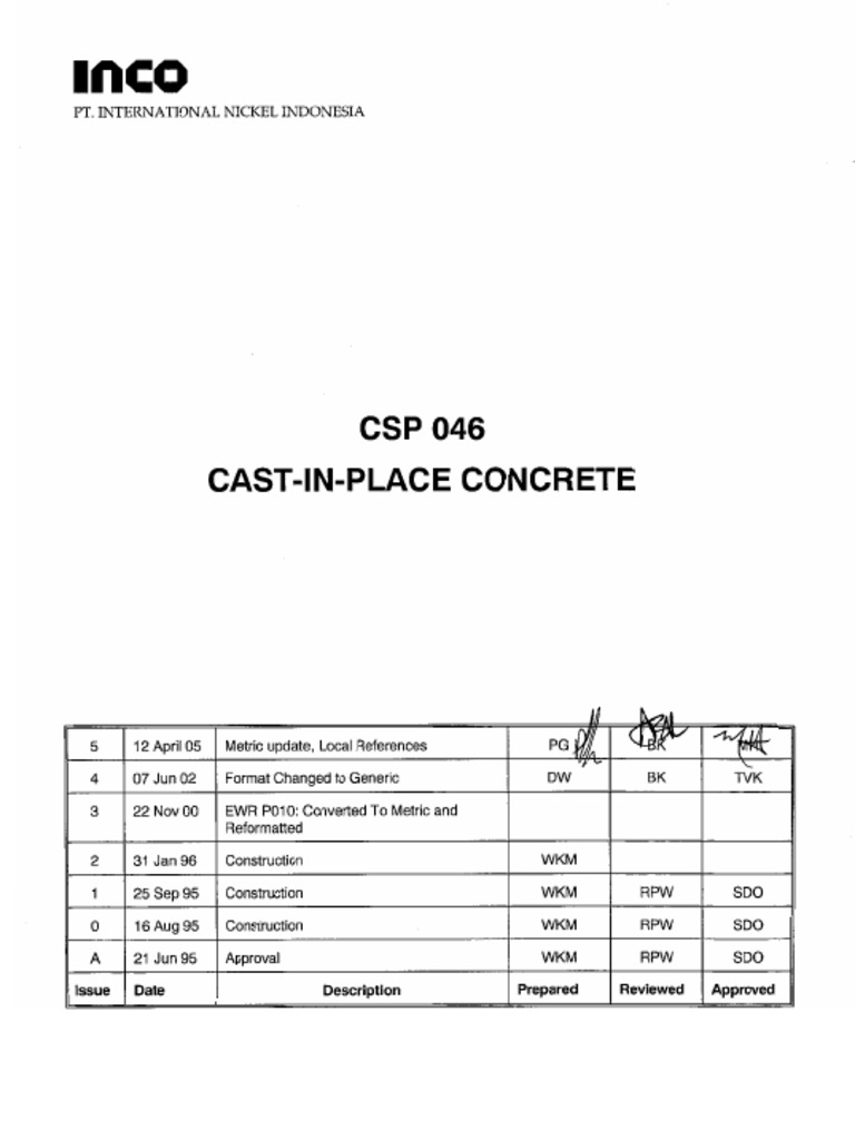 CSP046 Cast in Place Concrete | PDF