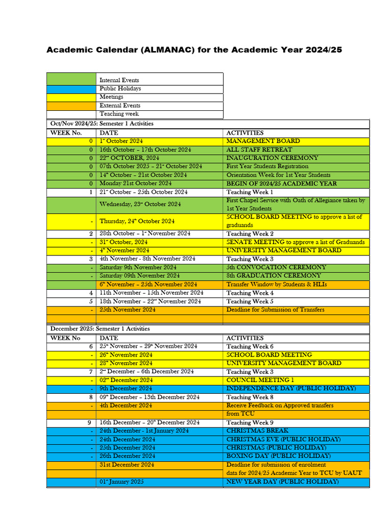 2024/25 Academic Calendar Overview | PDF | Academic Term