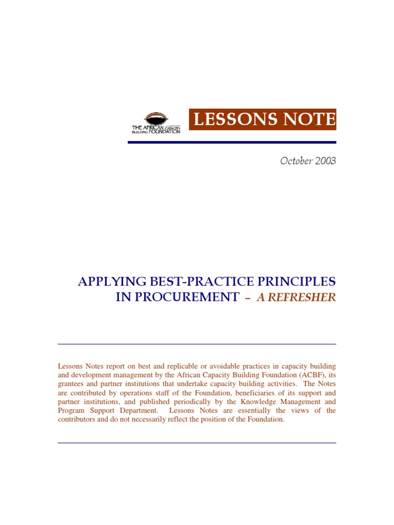 Best Practices Principles in Procurement | PDF | Request For Proposal ...