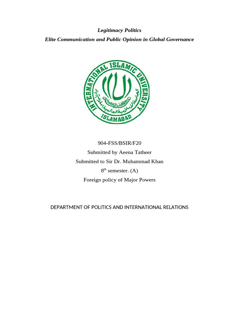 Legitimacy Politics in Global Governance | PDF | Governance | Public ...