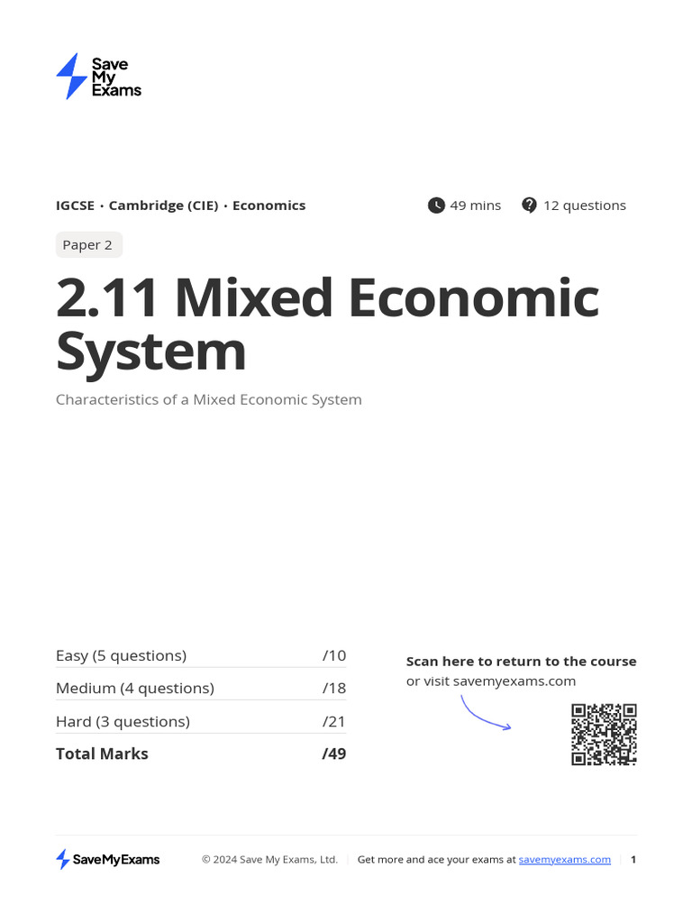 Characteristics of Mixed Economies | PDF | Taxes | Market (Economics)