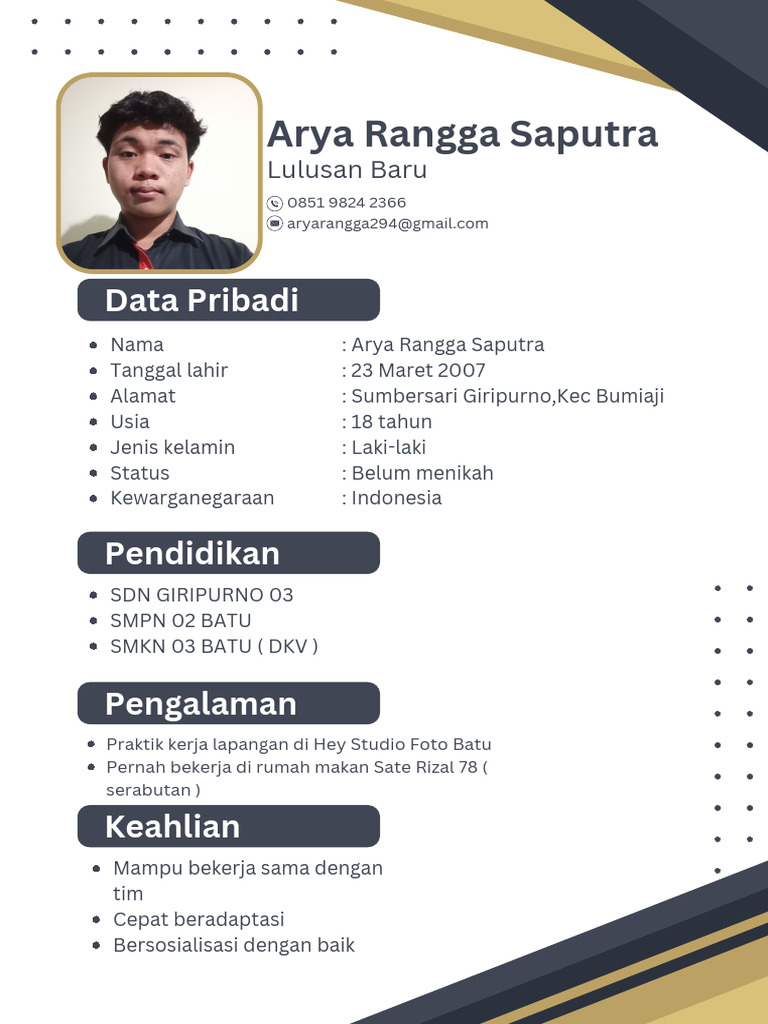 CV Arya Rangga Saputra | PDF