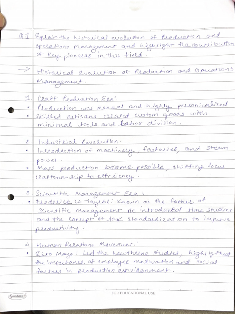 POM Q1 Answer Sheet | PDF