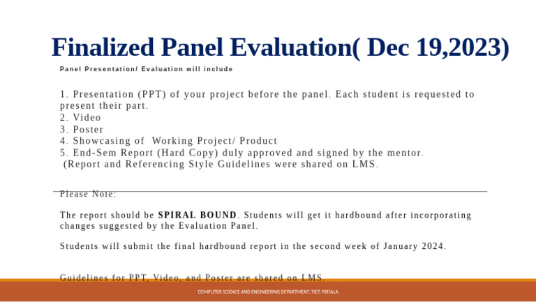 Panel Evaluation Guidelines for Projects | PDF