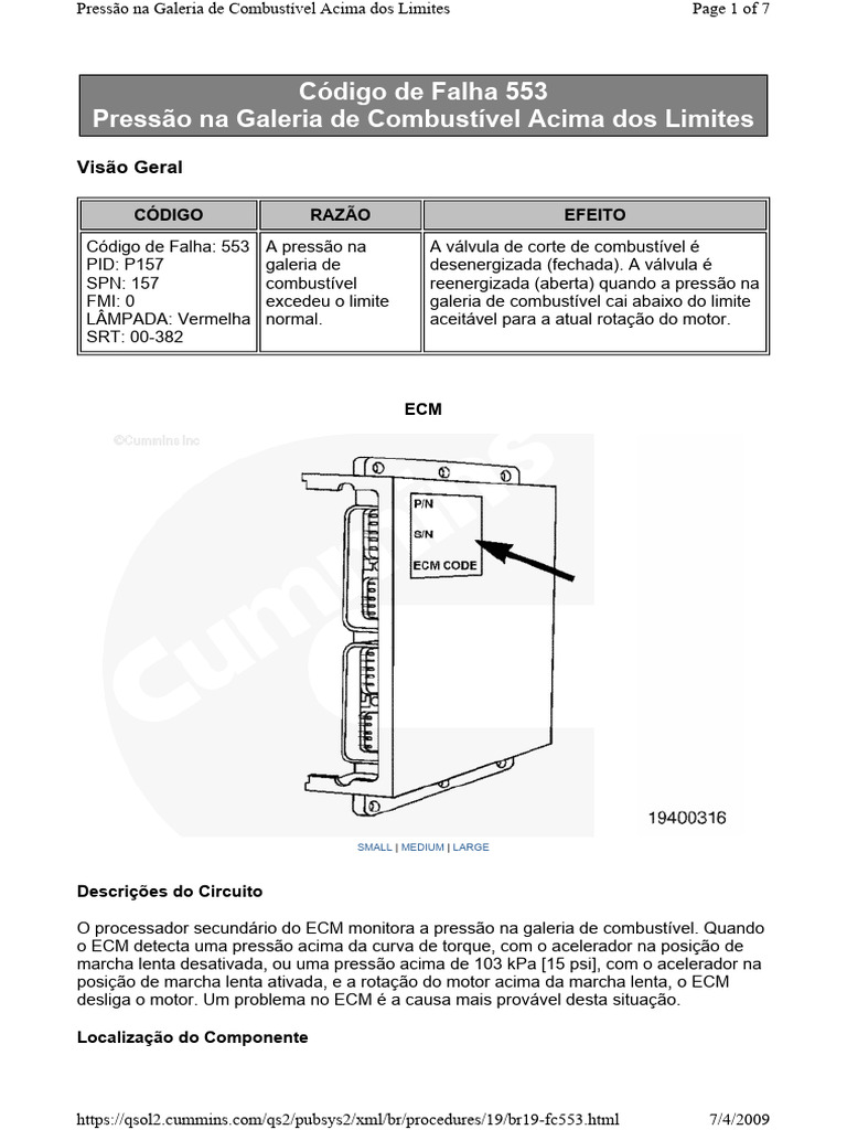 Diagnóstico do Código de Falha 553 | PDF | Motores | Válvula