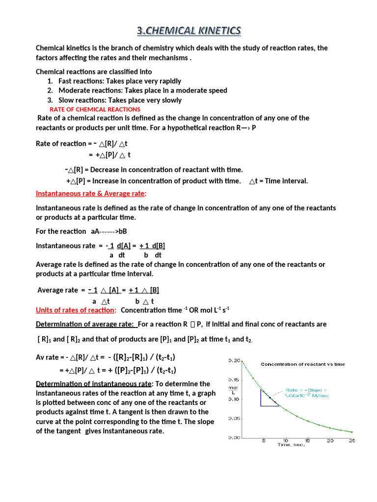 CH 3 Chemical Kinetics Notes | PDF | Reaction Rate | Activation Energy