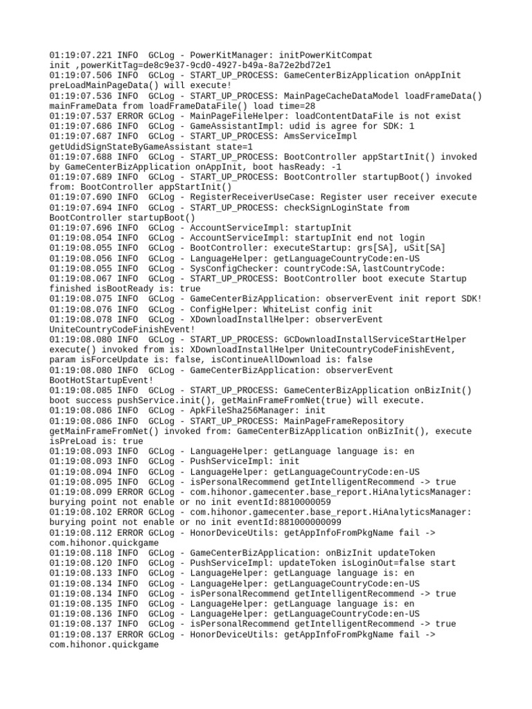 GameCenterBizApplication Startup Log | PDF | Computing | Software ...